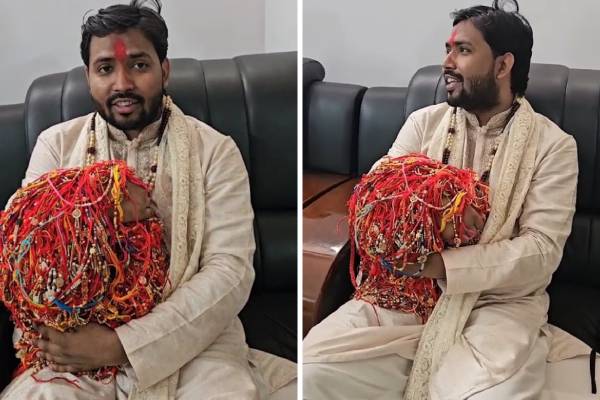 15 ஆயிரம் பெண்களா? இடது கையை தூக்க முடியாமல் தூக்கிய இளைஞர் | 15K Rakhis Sir Turned Raksha Bandhan Viral Video