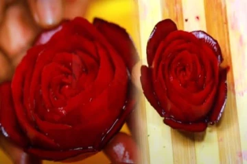 பீட்ரூட்டினால் உருவாகும் ரோஜா மலர்கள்! கண்களிற்கு குளிர்ச்சியான காணொளி