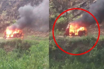 திடீரென பற்றி எரிந்த முச்சக்கரவண்டியால் பரபரப்பு