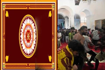 ஜனாதிபதியின் உத்தியோகபூர்வ கொடியை வேஷ்டியாக அணிந்து சென்ற நபர்