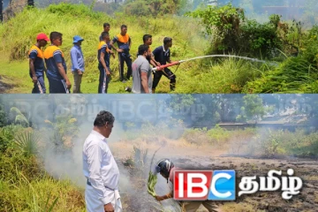 மட்டக்களப்பு தொடருந்து நிலைய விடுதி பகுதியில் தீவிபத்து