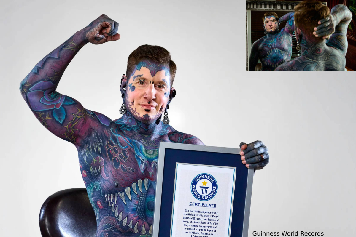 Canadian remy holds unique tattoo world record