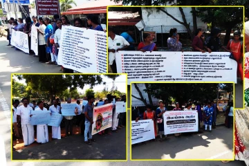 கிளிநொச்சியில் போராட்டத்தில் குறித்த பொதுமக்கள்...!