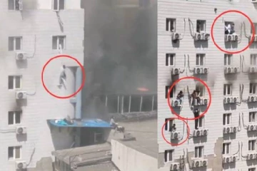 சீன மருத்துவமனை மாடியில் இருந்து குதித்த நோயாளிகள்! வெளியான காணொளி