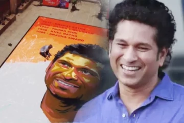 சச்சினின் 50-வது பிறந்தநாளையொட்டி 50 அடியில் ஓவியம் வரைந்த ரசிகர்