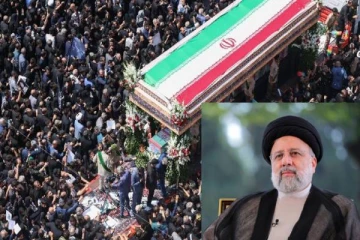 ஈரான் ஜனாதிபதி ரைசியின் இறுதி ஊர்வலத்தில் அலைகடலென திரண்ட பல்லாயிரக்கணக்கான மக்கள்!