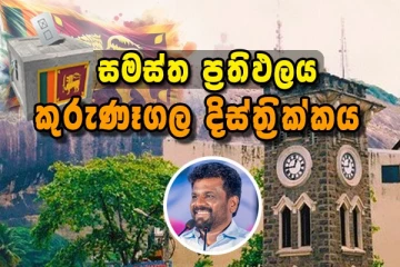 කුරුණෑගල දිස්ත්‍රික්කය - සමස්ථ මැතිවරණ ප්‍රතිඵලය..