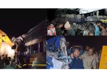 நள்ளிரவில் நடந்த கோர விபத்து.. லாரி மீது மோதிய பஸ் - 9 பேர் உடல் சிதறி பலி!