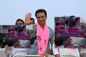 தேர்தல் பிரச்சாரம்...வாகனத்தில் இருந்து தலைகுப்புற விழுந்த தெலுங்கானா முதல்வர் மகன்!!