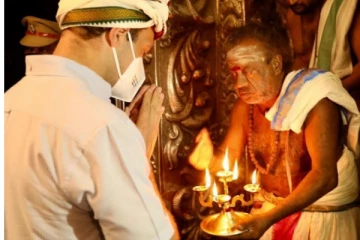 நெல்லையப்பர் கோயிலில் சாமி தரிசனம் செய்தார் ராகுல்! வைரல் புகைப்படங்கள்