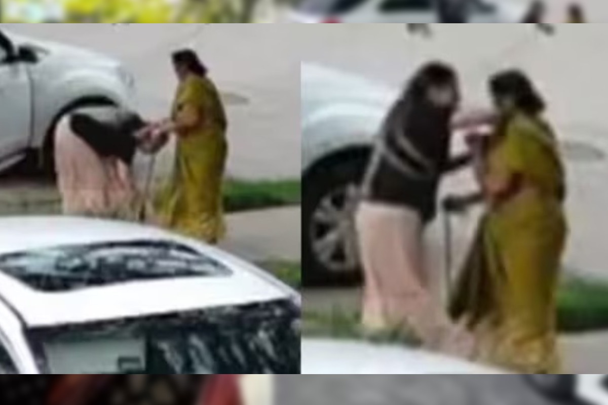 கனடாவில் இந்திய மூதாட்டியின் காலில் விழுந்து தங்க நகையை கொள்ளையடித்த பெண்: சிசிடிவி காட்சிகள் | Woman Robs Gold From Old Indian Woman In Canada
