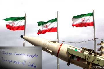 இந்திய மக்களுக்கு நன்றி- என எழுதப்பட்ட ஏவுகணைகளை இஸ்ரேல் மீது தாக்கிய ஈரான்