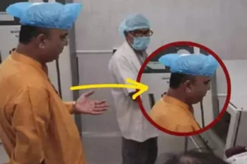 ஷூ கவரை தலையில் அணிந்த சுகாதாரத்துறை அமைச்சர்.., தொடரும் விமர்சனங்கள்