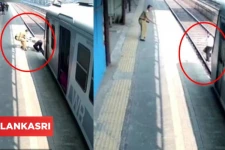 ஒரு புறம் இரயில்... ஒரு பக்கம் காலணி! 60 வயது நபரை மரணத்தில் இருந்து காப்பாற்றிய பொலிசாரின் சிசிடிவி காட்சி