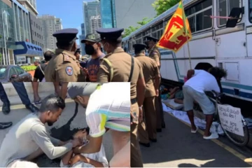 அலரி மாளிகையின் முன் நிறுத்தப்பட்ட காவல்துறை மற்றும் இராணுவ வண்டிகள் : தொடரும் போராட்டம்