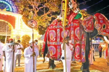 கதிர்காம ருஹுணு பெரஹரவில் குழம்பிய யானை