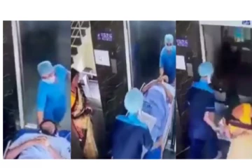 நோயாளியை லிப்டில் ஏற்ற முயற்சித்த மருத்துவர்கள் - அடுத்து நடந்த விபரீதம்...! அதிர்ச்சி வீடியோ...!