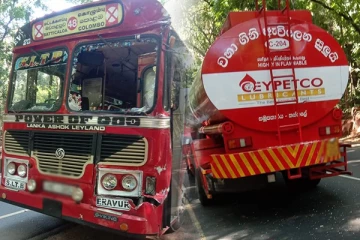 அரச பேருந்து எரிபொருள் கொள்கலனுடன் மோதி விபத்து