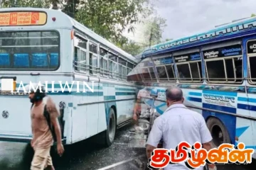 அவிசாவளையில் இரண்டு பேருந்துகள் நேருக்கு நேர் மோதி விபத்து