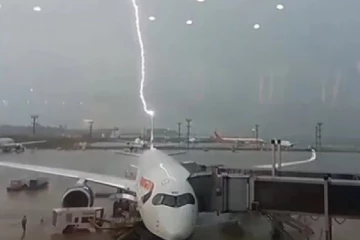 பிரிட்டிஷ் ஏர்வேஸ் விமானத்தை தாக்கிய மின்னல்: இணையத்தில் வைரலாகும் வீடியோ