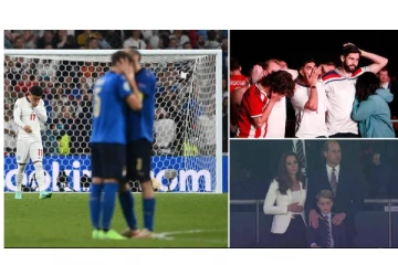 யூரோ கால்பந்து! தோல்வியால் மைதானத்தில் கண்கலங்கிய இங்கிலாந்து வீரர்கள்: முகம் வாடிய இளவரசர் வில்லியம்-கேட்மிடில்டன் புகைப்படம்