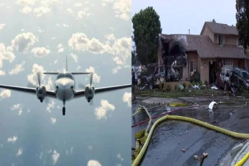 அமெரிக்க குடியிருப்பு பகுதிகளின் மீது மோதிய விமானம் - தீ பற்றி எரியும் 15 வீடுகள்