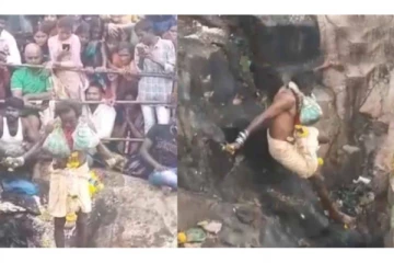 அருள் வந்து ஆடிக்கொண்டிருந்த பூசாரி : திடீரென 40 அடி பள்ளத்தில் தவறி விழுந்து பலி! மக்கள் அதிர்ச்சி