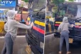 காவல்துறை வாகனத்தை தனியாக தடுத்து நிறுத்திய பெண்- வைரல் வீடியோ