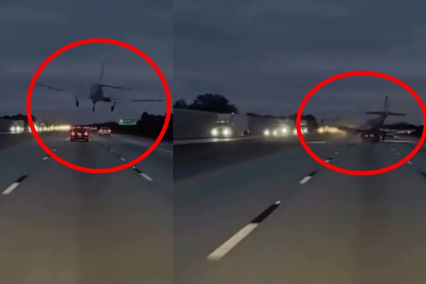 நெடுஞ்சாலையில் காரின் மீது தரையிறங்கிய விமானம்: அதிர்ச்சியூட்டும் வீடியோ காட்சி | Small Plane Landed On Car In I 95 Florida Freeway நெடுஞ்சாலையில் காரின் மீது தரையிறங்கிய விமானம்: அதிர்ச்சியூட்டும் வீடியோ காட்சி | Small Plane Landed On Car In I 95 Florida Freeway