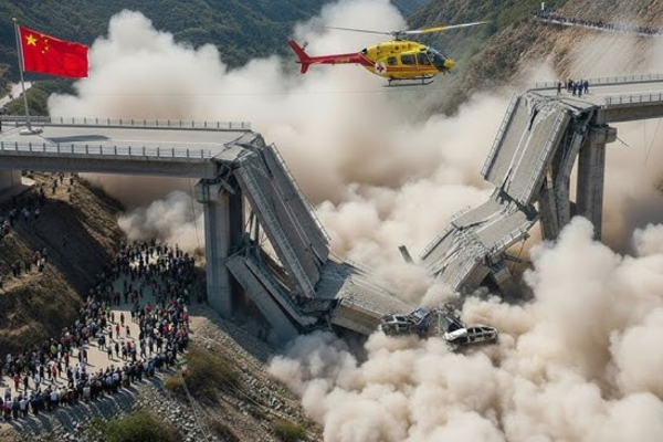 சீனாவில் இடிந்து விழுந்த புதிய பாலம் | New Bridge Collapses In China