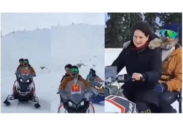 Wow... ப்ரியாங்கா காந்தியோடு ஜாலியா பனிசறுக்கு சவாரி செய்த ராகுல் காந்தி... - வீடியோ வைரல்...!