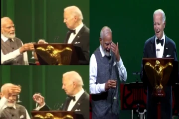 ‘ஷியர்ஸ்’ அடித்துக் கொண்டு இஞ்சி டீ குடித்து ஜனாதிபதி பைடன், பிரதமர் மோடி கலகலப்பு