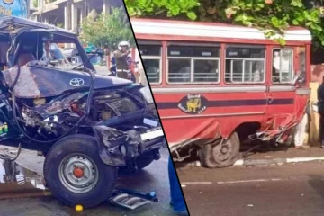 விபத்துக்குள்ளான அரச பேருந்து: இருவர் வைத்தியசாலையில்..