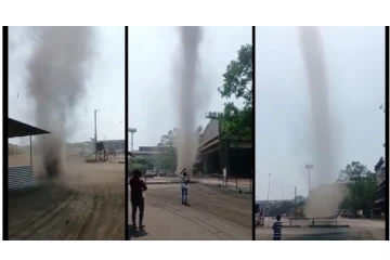 சத்தீஸ்கரில் சுழன்று அடித்த சூறாவளி - பதற வைக்கும் வீடியோ வைரல்!