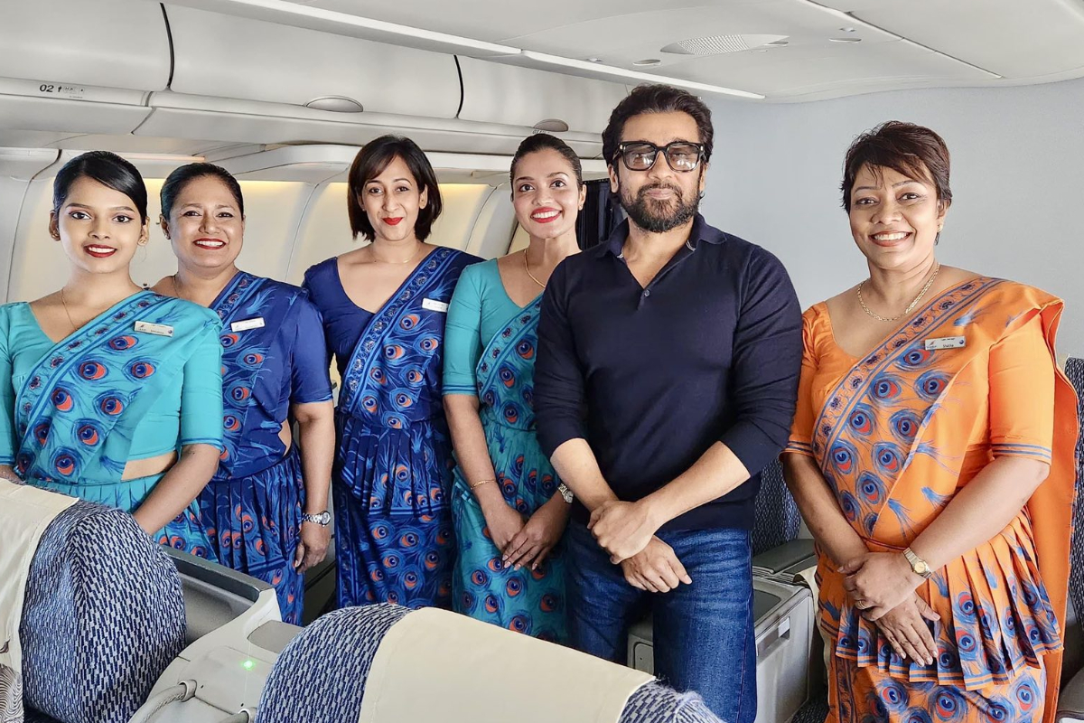 இலங்கை வந்த நடிகர் சூர்யா; விமான ஊழியர்களுடன் செல்ஃபி! | Actor Suriya Visit Sri Lanka Selfies Airline Staff