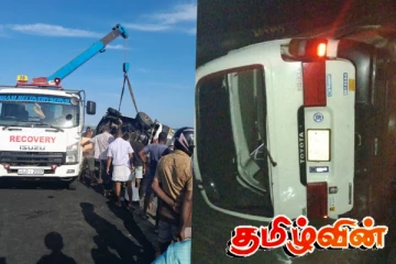 யாழ். பொன்னாலை பகுதியில் விபத்திற்கு உள்ளான ஹையேஸ் ரக வாகனம்