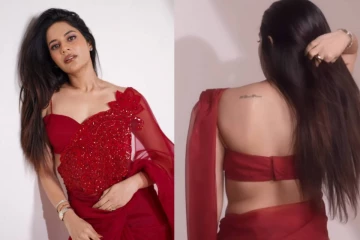 சிகப்புநிற சேலையில் கிளாமர் போட்டோஷூட்!! நடிகை ஐஸ்வர்யா தத்தா வீடியோ..