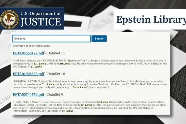 உலகையே பரபரப்புக்குள்ளாக்கிய எப்ஸ்டீன் வழக்கு.. கோப்புகளில் இலங்கையின் பெயர் | Jeffrey Epstein File Srilanka Mentioned 188 Times
