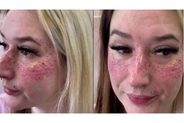 1400 கிலோ மீட்டர் பயணம் செய்து... முகத்தில் விநோதமான டாட்டூவை வரைந்த பெண்; காரணம் என்ன?