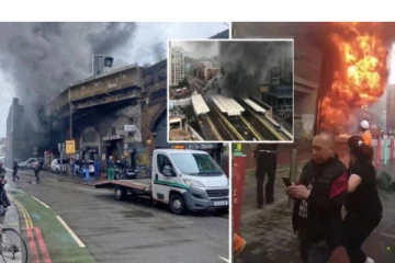 லண்டனில் இரயில் நிலையத்திற்கு அருகில் பயங்கர தீ விபத்து! அலறி அடித்து ஓடிய மக்கள்: தீயை அணைக்க போராடி வரும் காட்சி