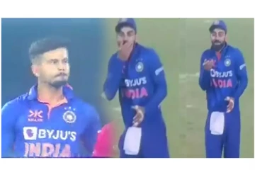 ஸ்ரேயஸ் அய்யர் வீசிய பந்தை வாயில் கை வைத்து ஆச்சரியமாக பார்த்த விராட் கோலி... - வைரலாகும் வீடியோ....!