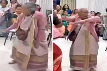 திடீரென வைப் ஆகி குத்தாட்டம் போட்ட மூதாட்டி - வைரலாகும் வீடியோ!