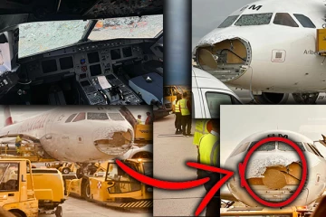 ஆலங்கட்டி மழையால் நடு வானில் பயணித்த விமானம் சேதம்