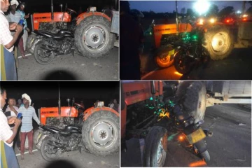 உழவு இயந்திரமும் மோட்டார் சைக்கிளும் மோதிய விபத்து : இருவர் படுகாயம்