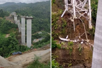 இந்தியாவில் தொடருந்து மேம்பாலம் இடிந்து விழுந்ததில் 17 பேர் பலி