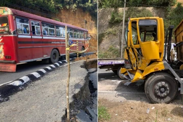 நுவரெலியா - பதுளை பிரதான வீதியில் மூன்று வாகனங்களை மோதிய கனரக வாகனம்