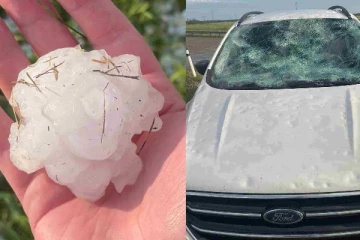 கனடாவில் கிரிக்கெட் பந்து அளவில் பெய்த ஆலங்கட்டி மழை!