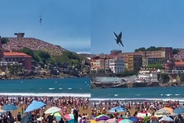 ஸ்பெயினில் விபத்தில் இருந்து தப்பிய F-18 ரக போர் விமானம் | F 18 Fighter Jet Survives Crash In Spain