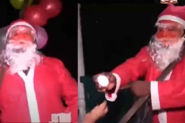 மக்களுக்கு வெங்காயம், முட்டைகளை பரிசளித்த கிறிஸ்மஸ் தாத்தா