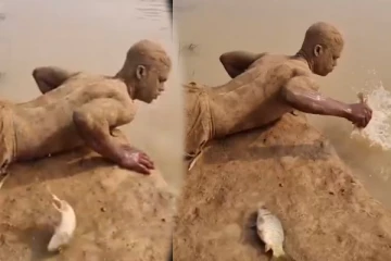 இப்படியும் கூட மீன் பிடிக்கலாமா? தூண்டில் இல்லை... வலை இல்லை! நம்பமுடியாத காட்சி